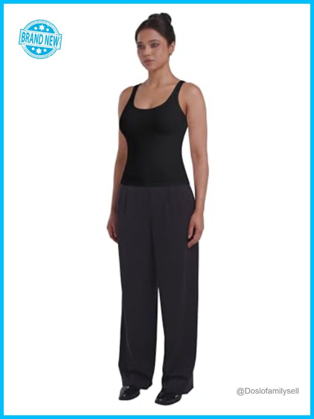Lyocell Ribbed Racerback Tank Top, Fitted Sleeveless Summer Top - Picture 4 of 5